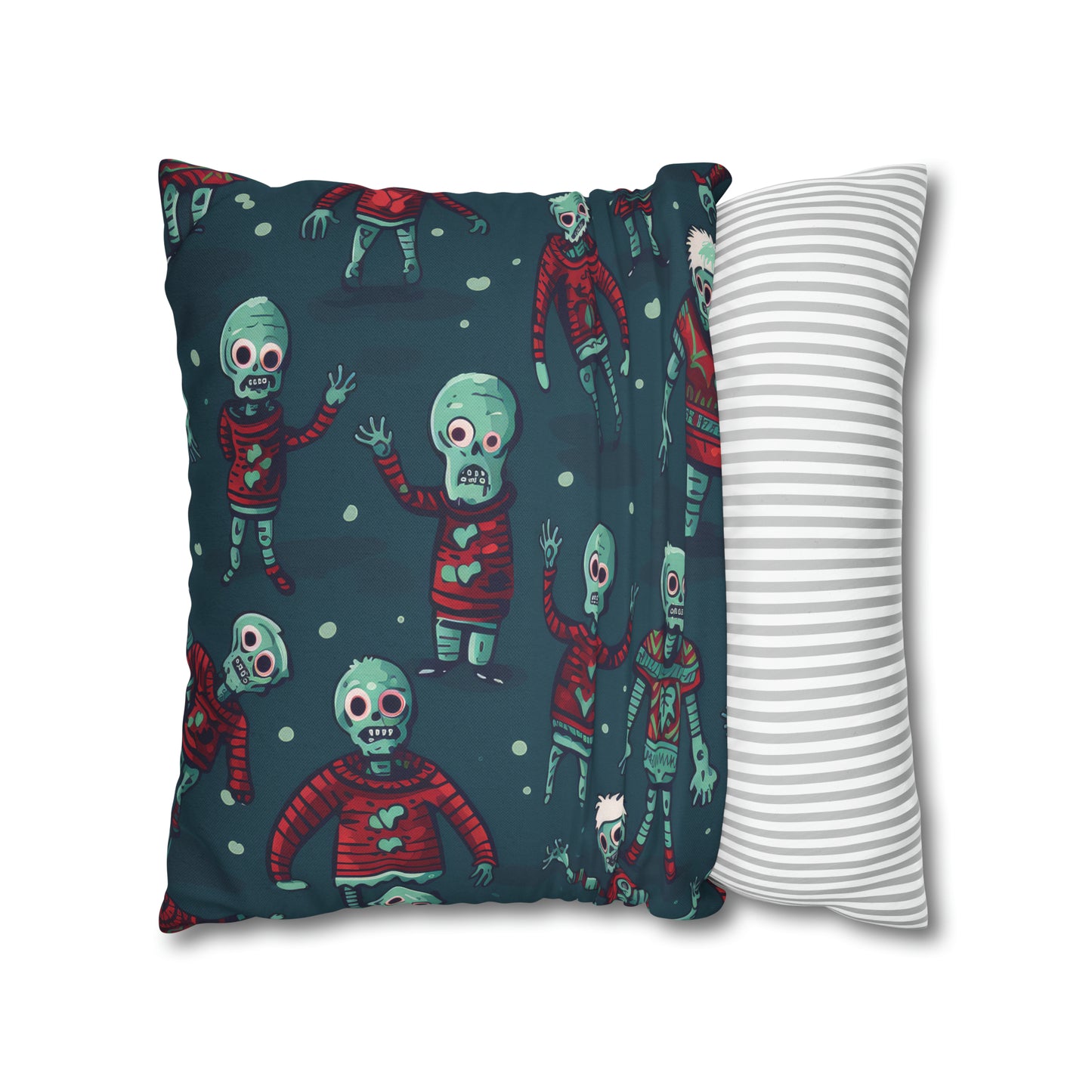 Zombie Decorative Pillowcase, Zombie Home Decor Pillow Cover Teal, Square 2-Sided Pillow - HolidayShoppingFinds