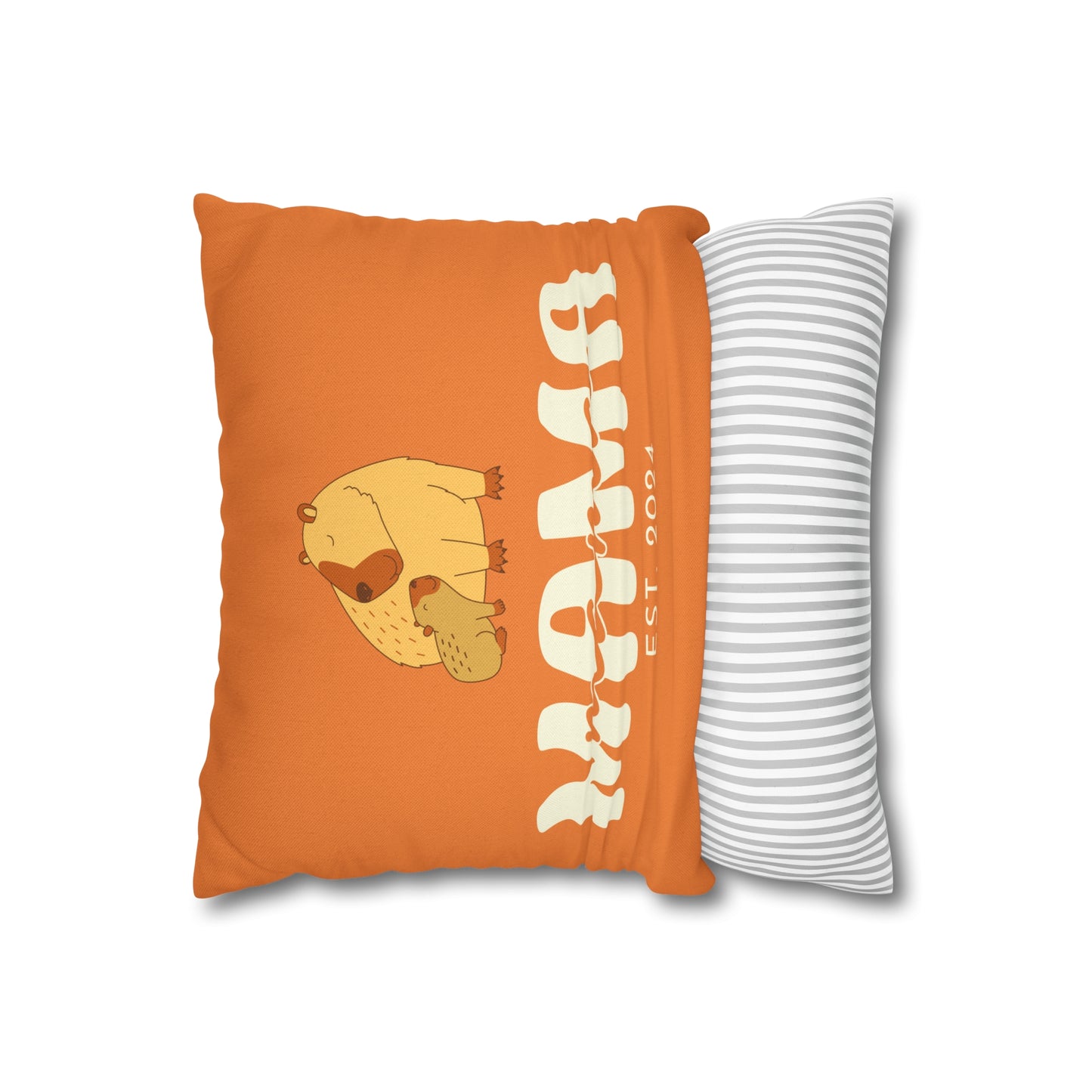 Personalized Mama Capybara Pillowcase Orange, Gift For Mom - HolidayShoppingFinds