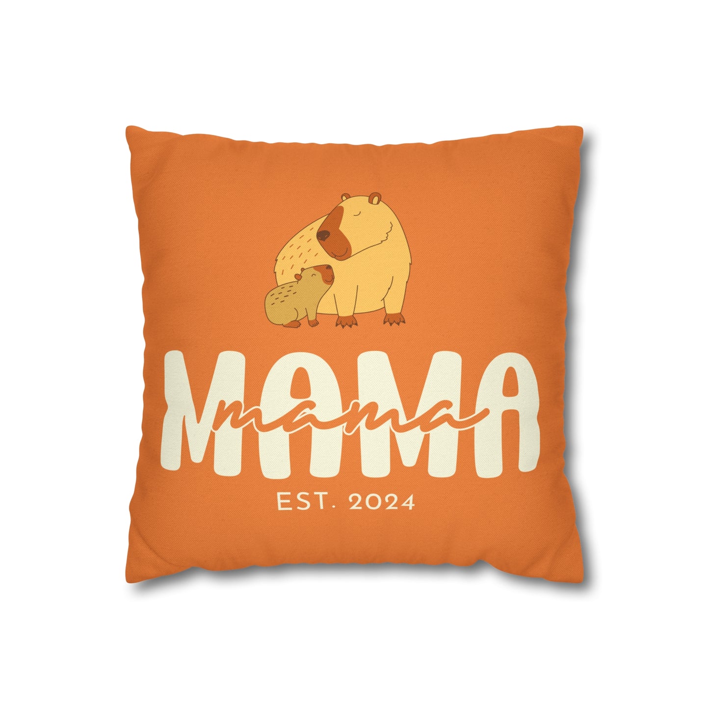 Personalized Mama Capybara Pillowcase Orange, Gift For Mom - HolidayShoppingFinds