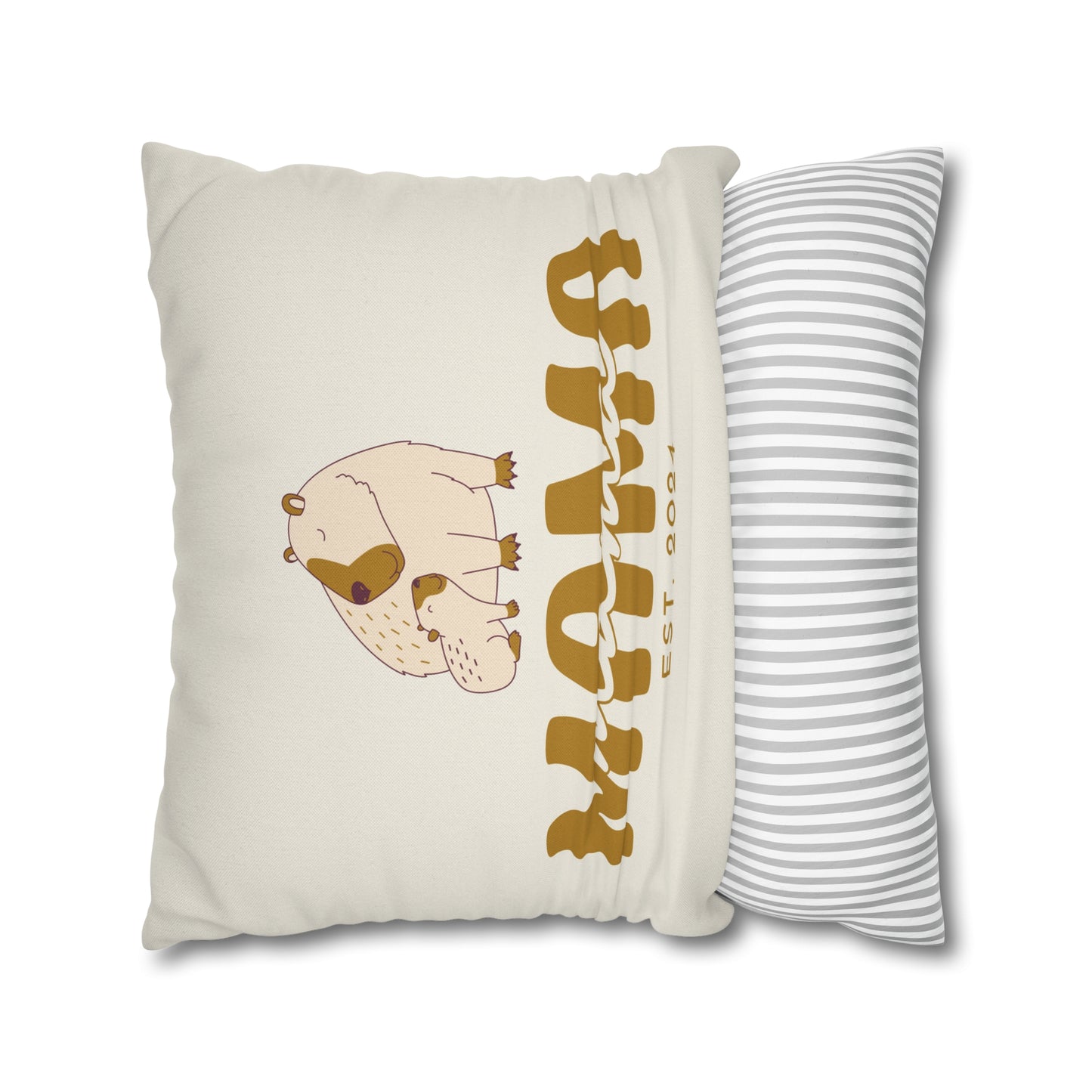 Personalized Mama Capybara Pillowcase Beige, Gift For Mom - HolidayShoppingFinds