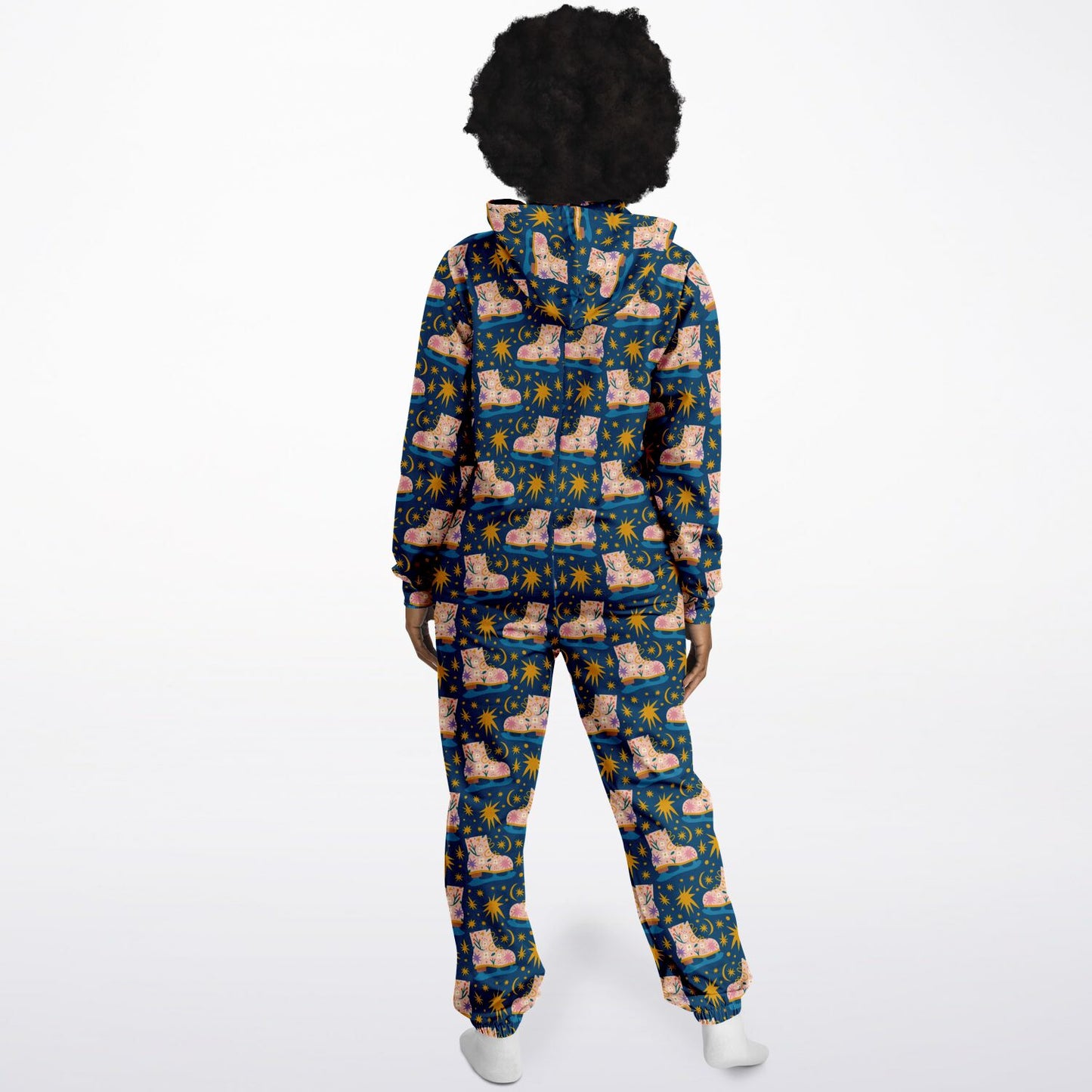 Pink Ice Skates & Yellow Stars Jumpsuit Adult Onesie Gender-Neutral Athletic - HolidayShoppingFinds