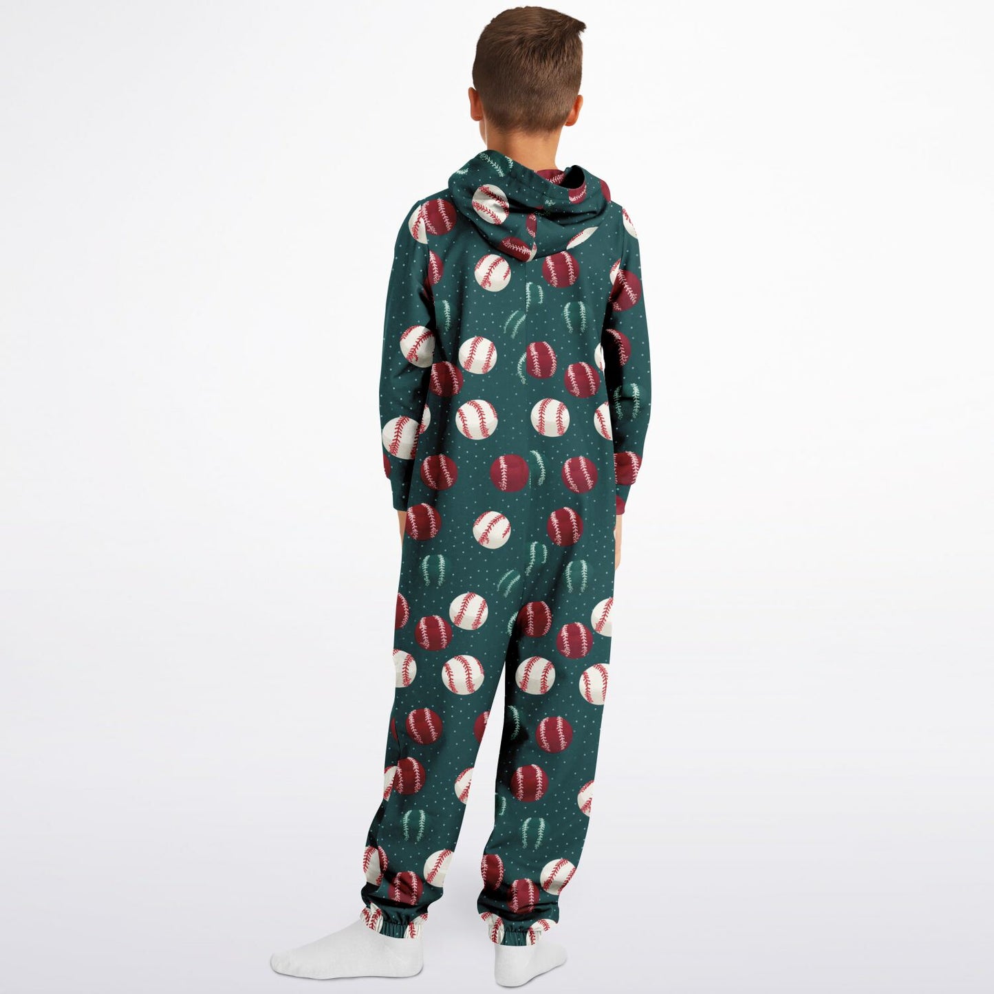 Teens Baseball-Themed Onesie, Union Suit Green Athletic Jumpsuit - HolidayShoppingFinds