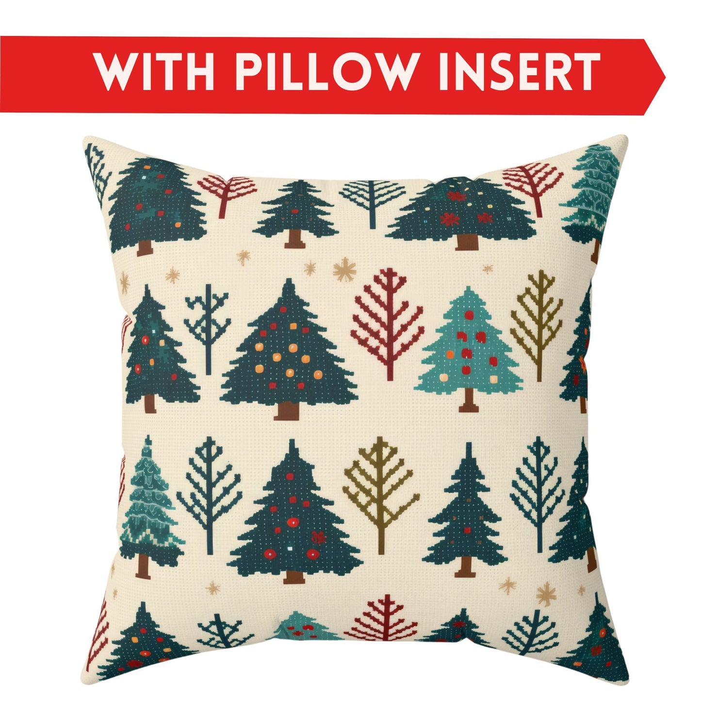 Christmas Trees Pillow, Winter Pines Holiday Accent Pillow, Holiday Gift (Insert Included) - HolidayShoppingFinds