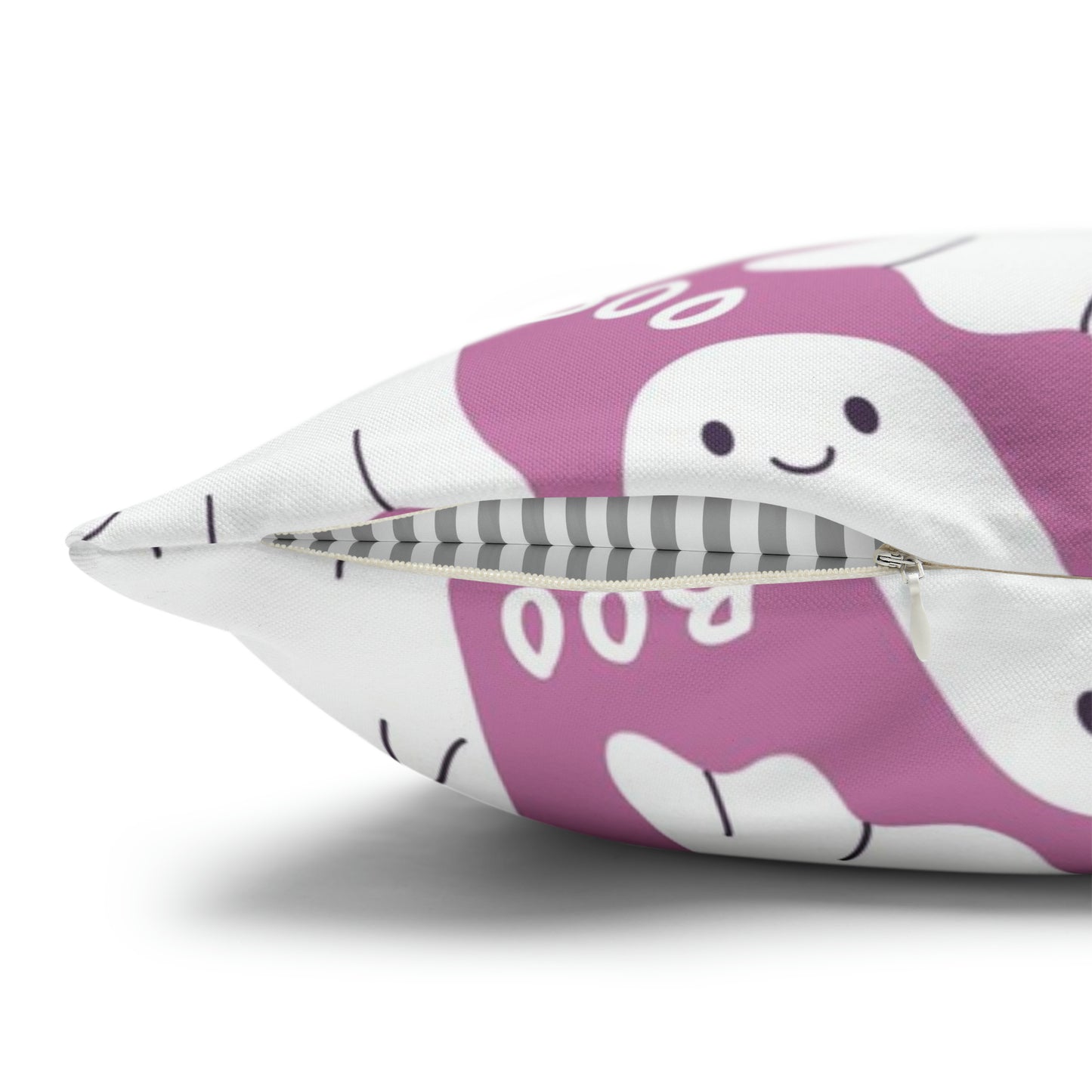 BOO Ghost Decorative Pillowcase Halloween Spooky Ghost Pillow Cover, Pink Square Pillow, 2-Sided Pillow Cover - HolidayShoppingFinds