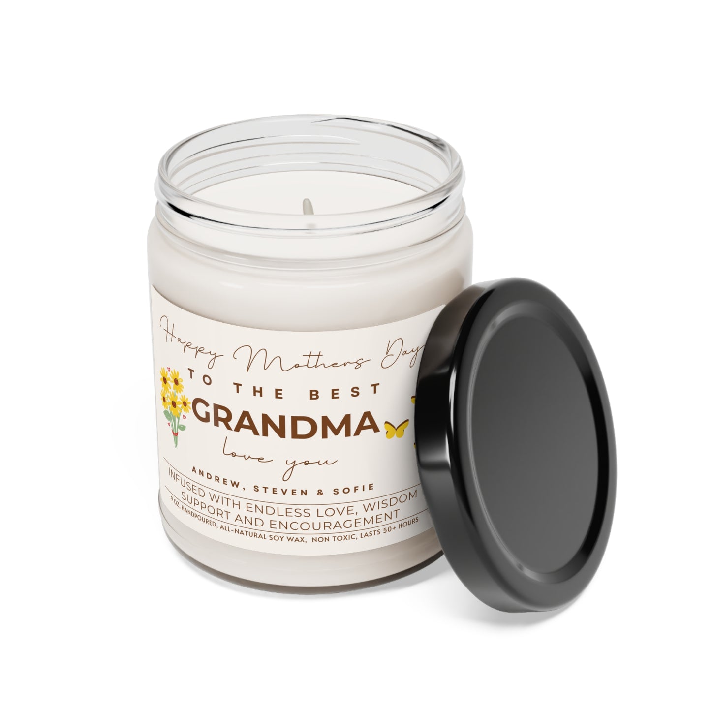 Personalized Happy Mother's Day Candle for Grandma, Custom Gift for Grandmother, To The Best Granny Grammie Nana Nona Abuela Gift (A) - HolidayShoppingFinds