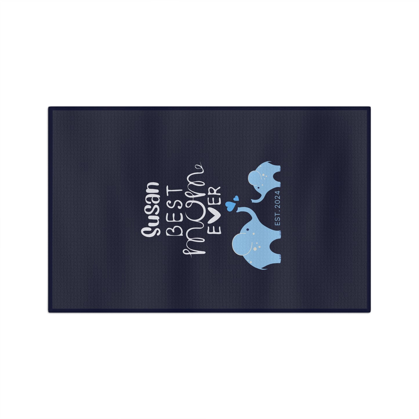 Personalized Best Mom Ever Kitchen Towel Blue, Mom Gift, Baby Elephants Towel - HolidayShoppingFinds