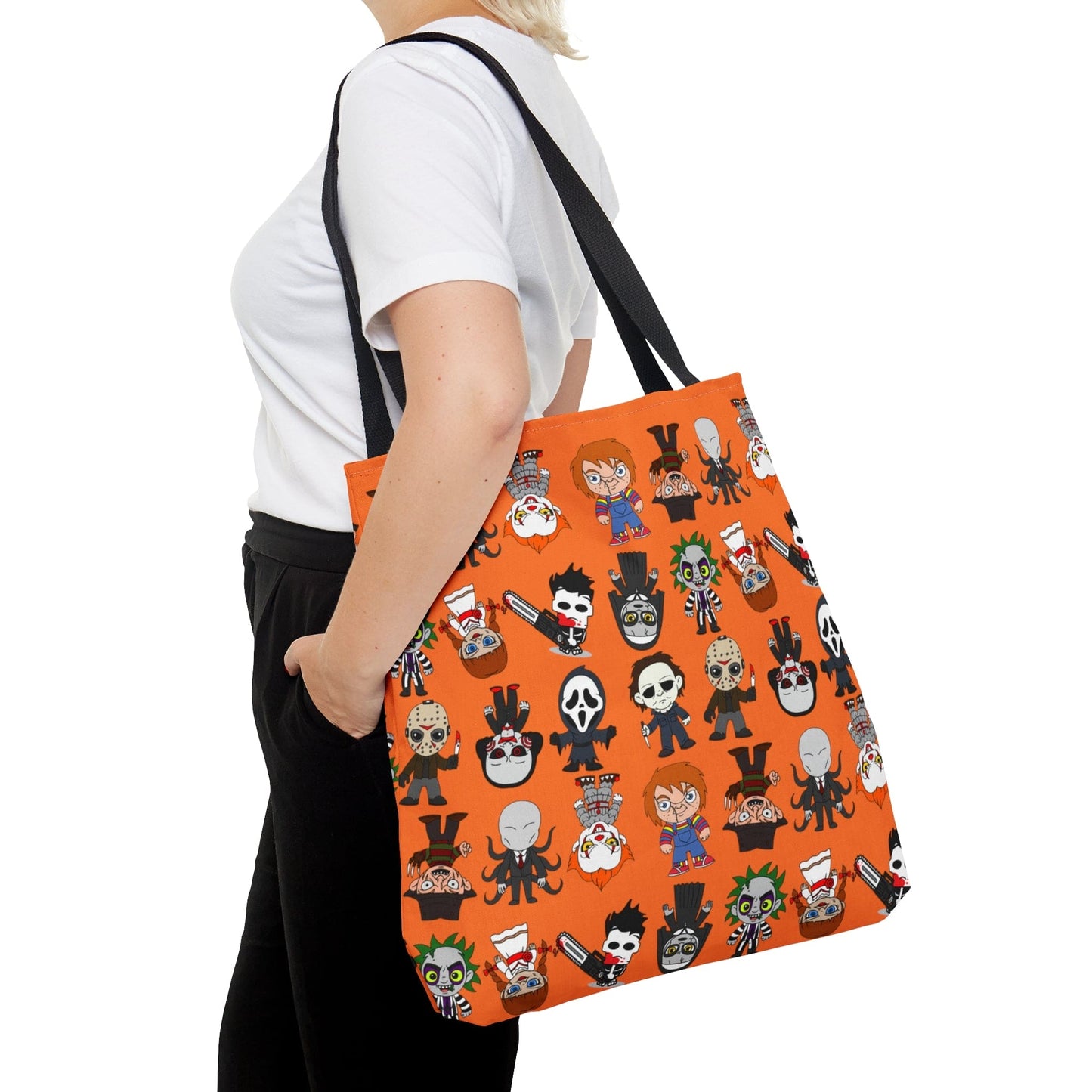 Halloween Killers Tote Bag, Horror Movie Villains Handbag, Horror Movie Fan Gift, Trick or Treat Orange Bag Large - HolidayShoppingFinds