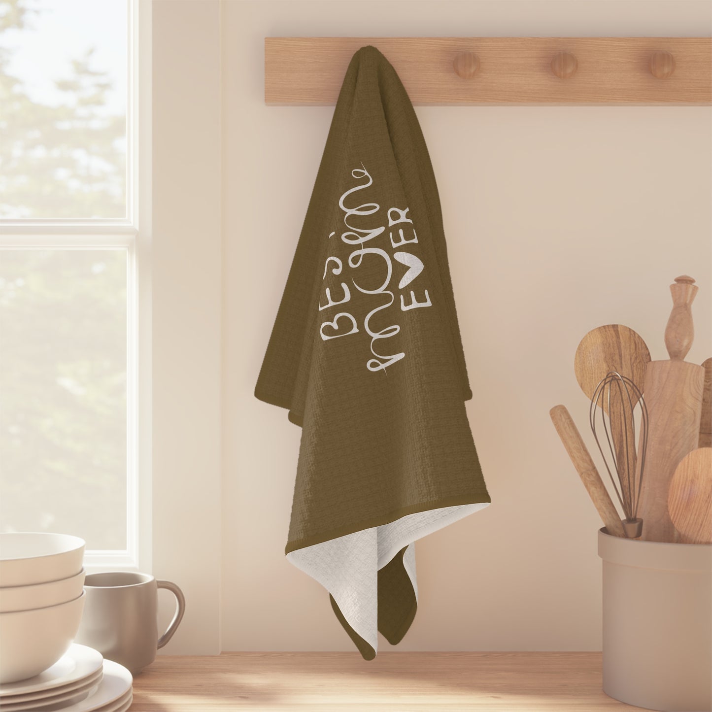 Personalized Best Mom Ever Kitchen Towel Khaki, Mom Gift, Baby Elephants Towel - HolidayShoppingFinds