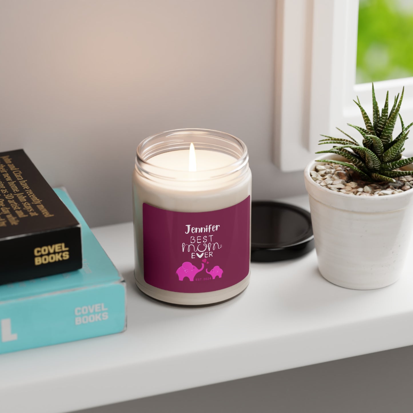 Best Mom Ever Candle, Custom Gift for Mother Mom & Baby Elephants Pink, 100% Vegan Soy Wax Scented Candle, Eco-Friendly - HolidayShoppingFinds