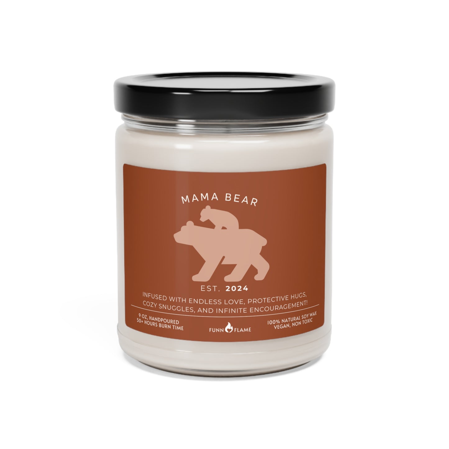 Mama Bear Candle, Personalized Gift For Mom, Scented Candle Brown, 100% Vegan Soy Wax Candle Eco-Friendly Long-Lasting Candle Peppered Passionfruit 9oz - HolidayShoppingFinds