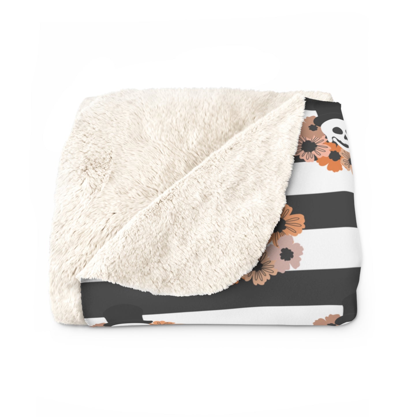 Phantom Ghostly Skull Sherpa Fleece Blanket, Halloween Throw Blanket - HolidayShoppingFinds