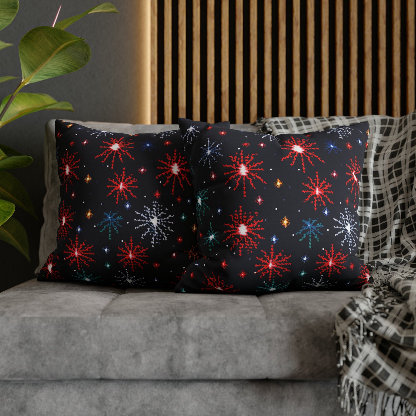 Fireworks Pillowcover, Festive Fireworks Decor Pillow, New Year Fourth of July Celebration Themed Pillow Cover - HolidayShoppingFinds