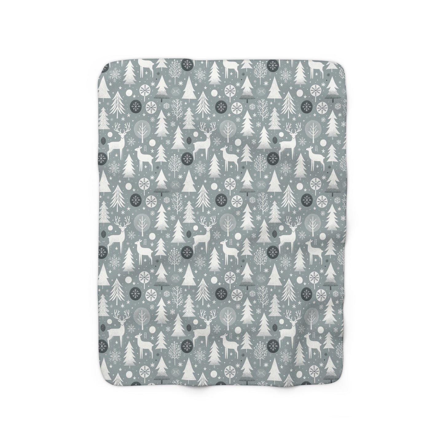 Reindeer Winter Wonderland Blanket, Gray Sherpa Throw, Christmas Gift - HolidayShoppingFinds