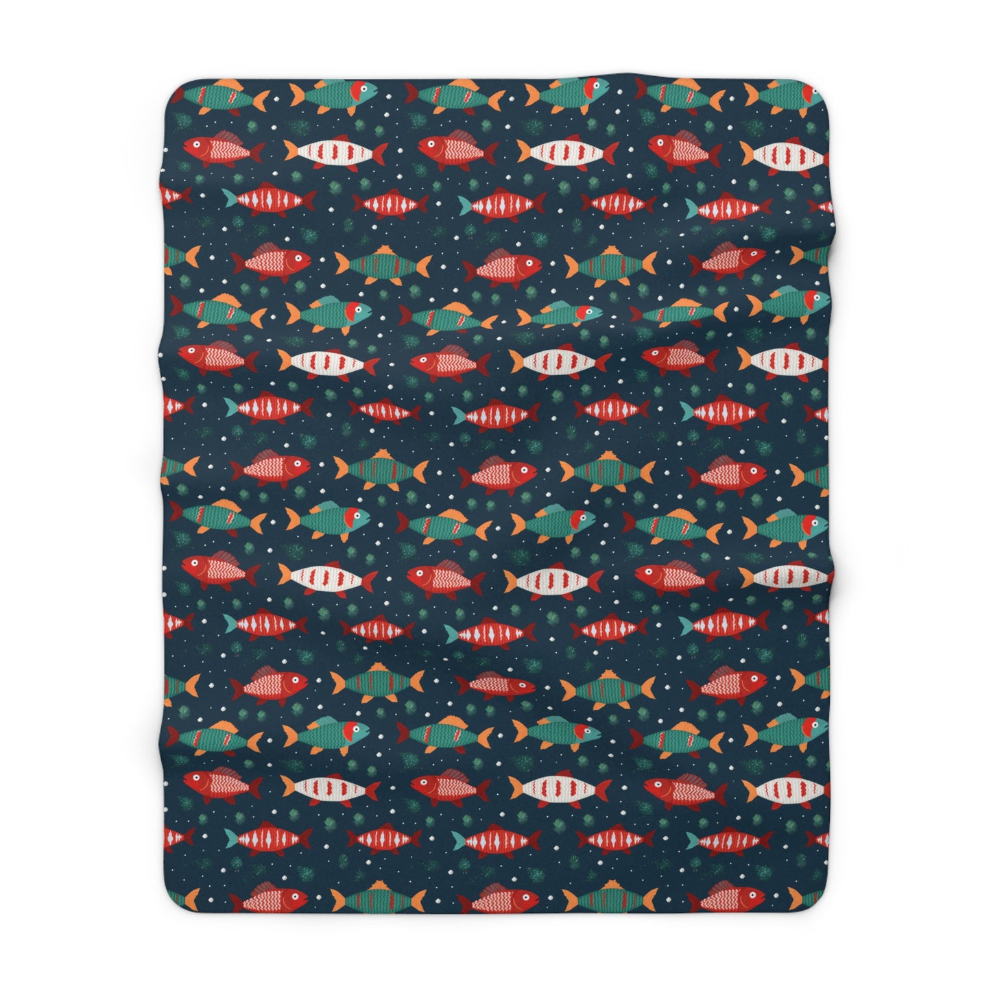 Marine Life Blanket, Fish Print Sherpa Fleece Blanket Blue, Fisherman Fishing Lover Gift, Ocean Throw Blanket, Coastal Home Décor - HolidayShoppingFinds