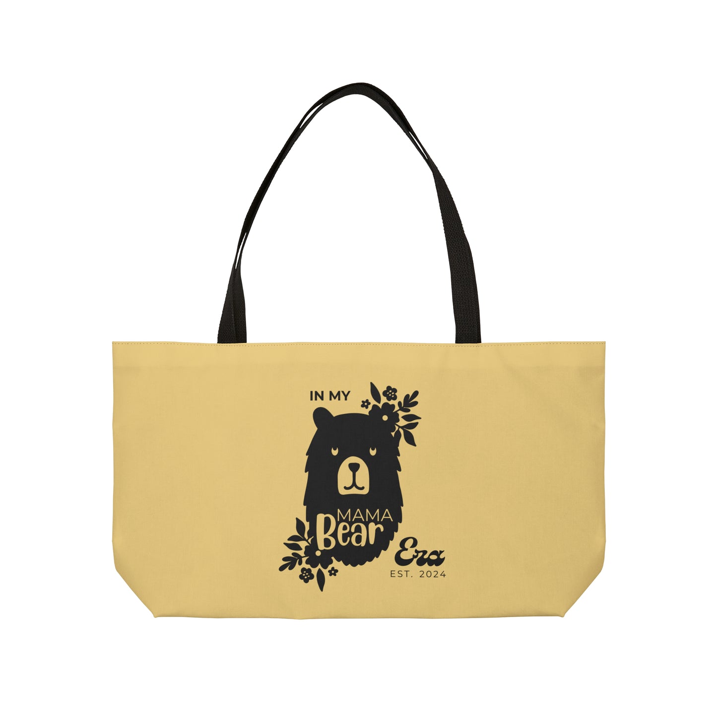 Personalized In My Mama Bear Era Weekender Tote Bag Buttery Yellow Gift for Mom 24" × 13" - HolidayShoppingFinds