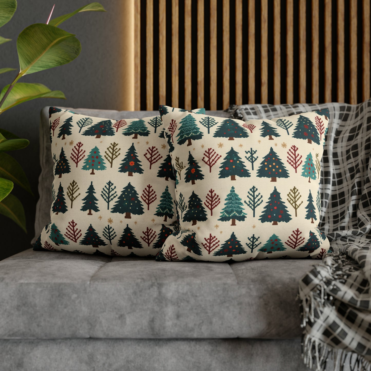 Christmas Trees Pillowcase, Winter Pines Holiday Pillow Case Beige Pillow Cover, Holiday Gift - HolidayShoppingFinds