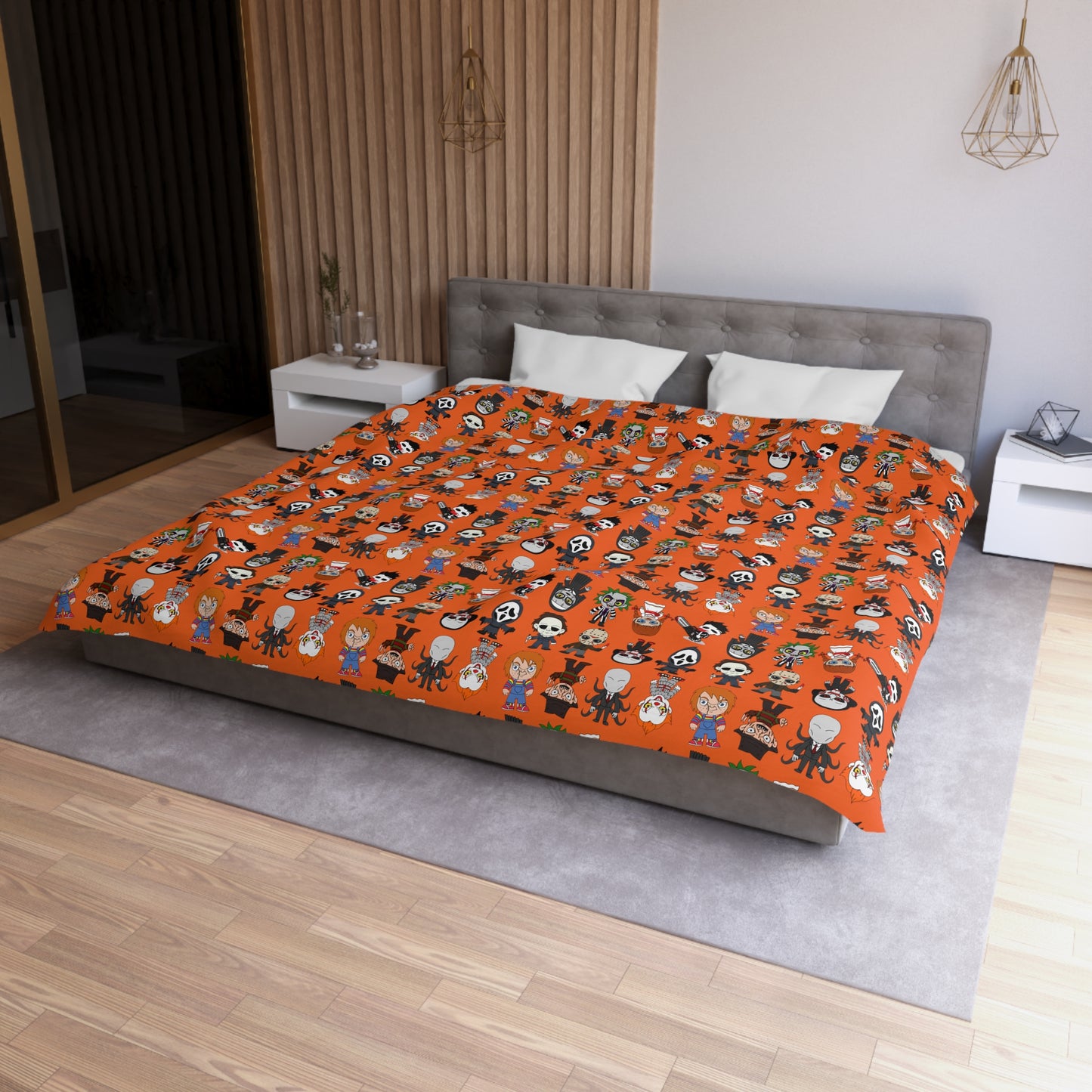 Halloween Killers Duvet Cover, Horror Movie Villains Orange Twin/TwinXL/Queen/King Duvet - HolidayShoppingFinds