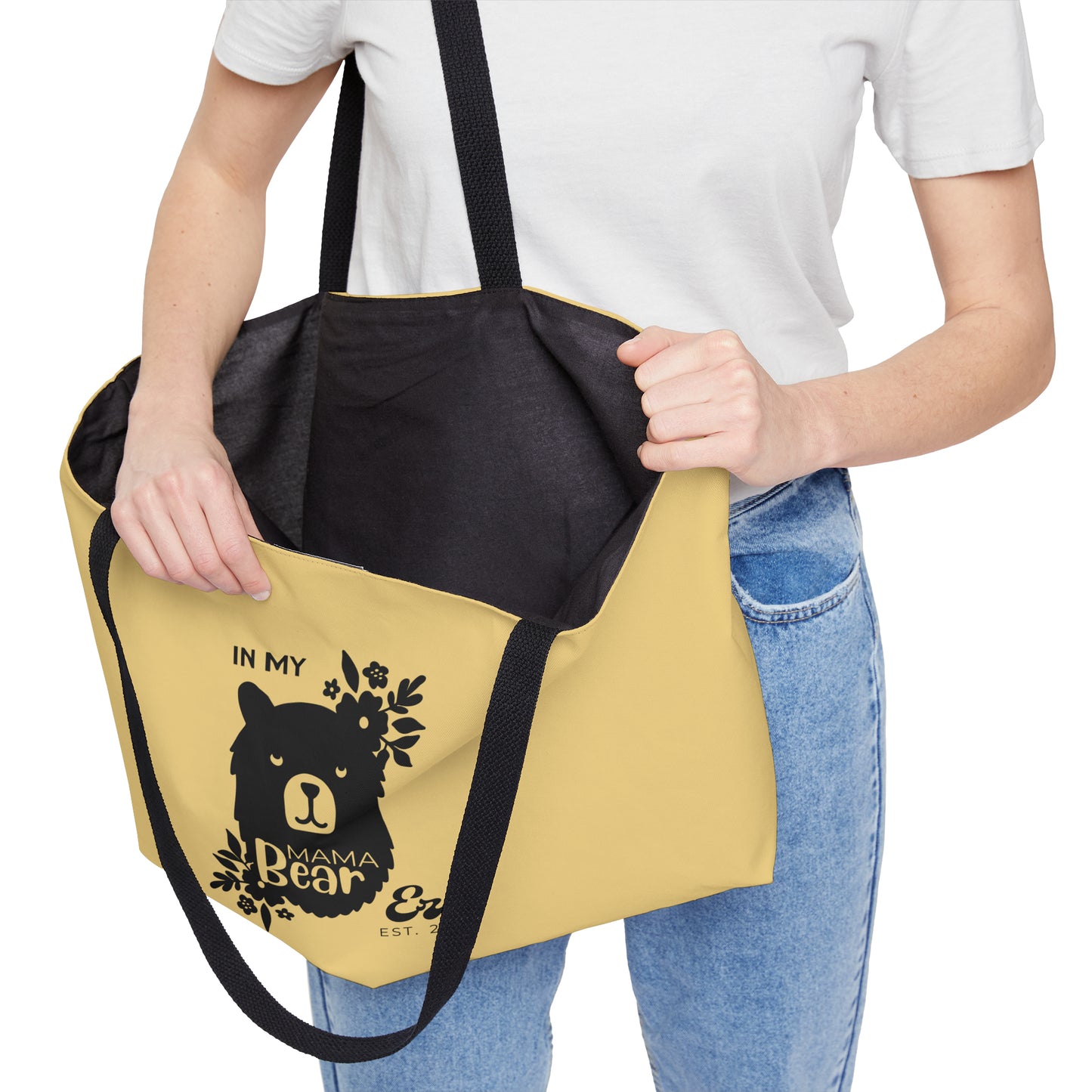 Personalized In My Mama Bear Era Weekender Tote Bag Buttery Yellow Gift for Mom - HolidayShoppingFinds