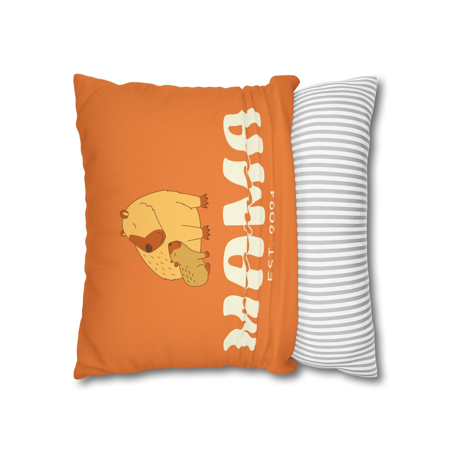 Personalized Mama Capybara Pillowcase Orange, Gift For Mom - HolidayShoppingFinds