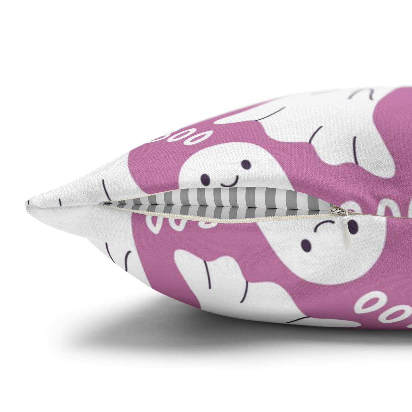 BOO Ghost Decorative Pillowcase Halloween Spooky Ghost Pillow Cover, Pink Square Pillow, 2-Sided Pillow Cover - HolidayShoppingFinds