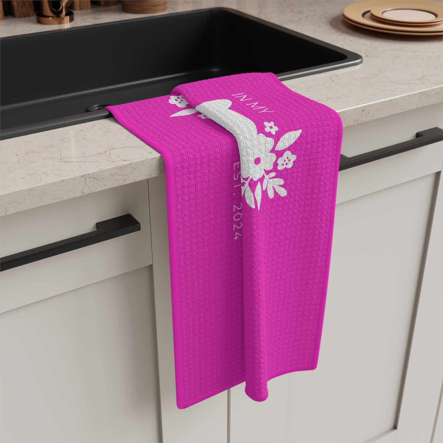 Personalized Mama Bear Kitchen Towel Pink, Custom Towel, Gift For Mom - HolidayShoppingFinds