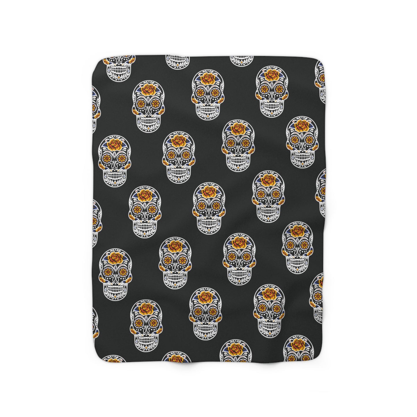 Sugar Skull Sherpa Blanket, Day of the Dead Blanket, Halloween B&W Throw Blanket - HolidayShoppingFinds