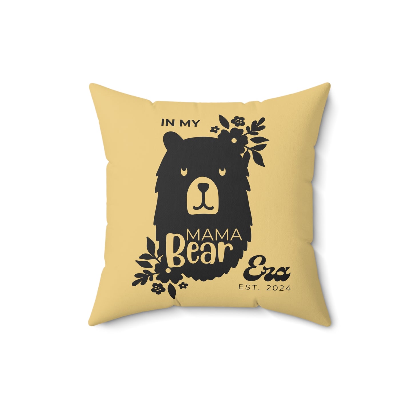 Personalized In My Mama Bear Era Pillow with Insert Buttery Yellow Gift For Mom 16" × 16" - HolidayShoppingFinds