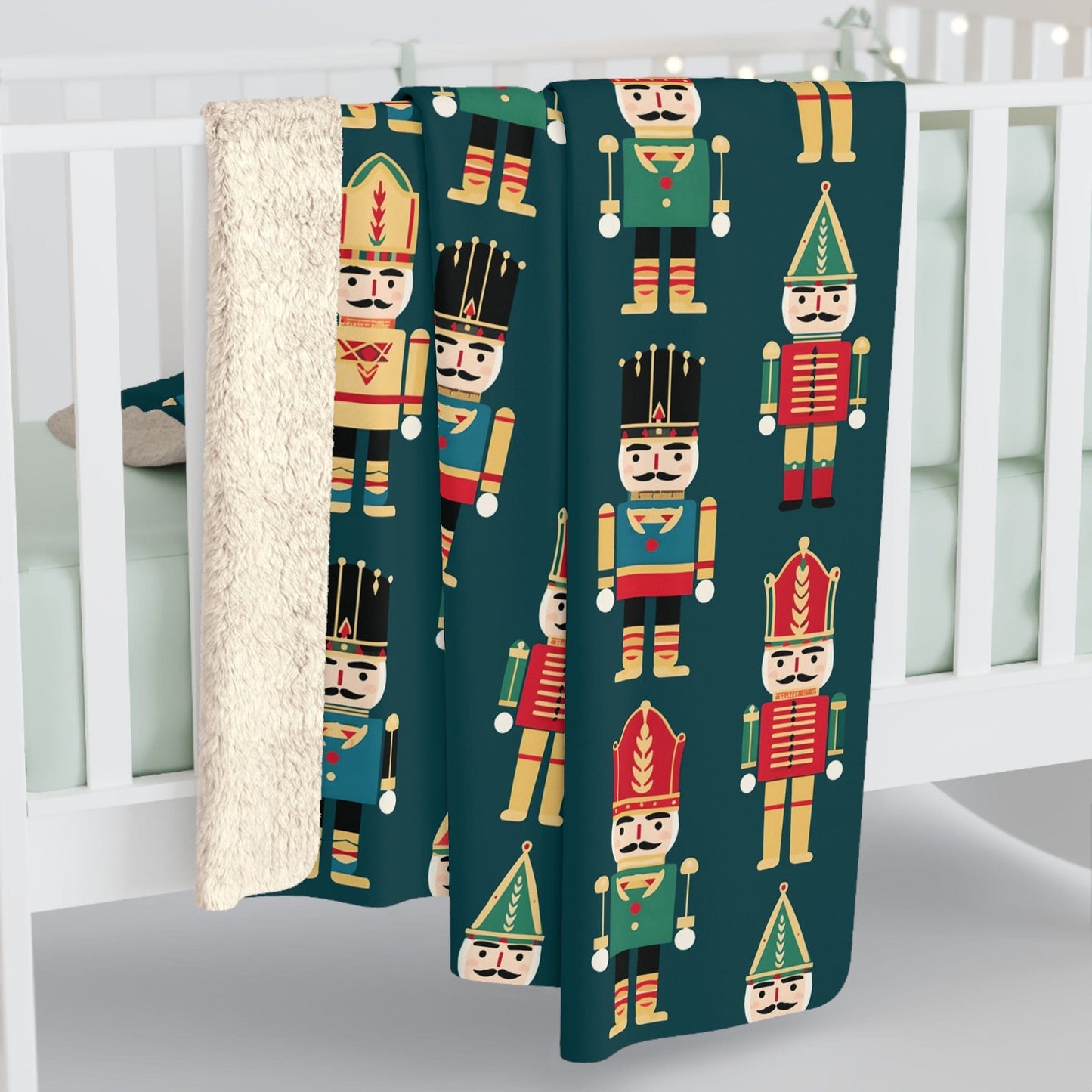 Christmas Nutcracker Sherpa Blanket - Festive Winter Throw Design - HolidayShoppingFinds