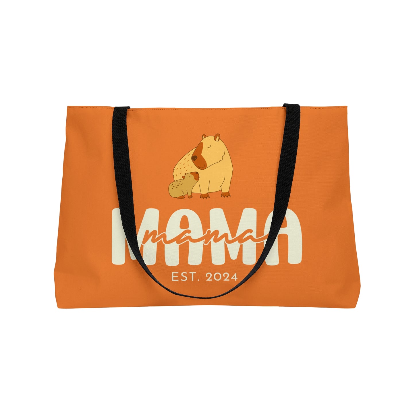 Personalized Mama Capybara Weekender Tote Orange, Gift For Mom - HolidayShoppingFinds