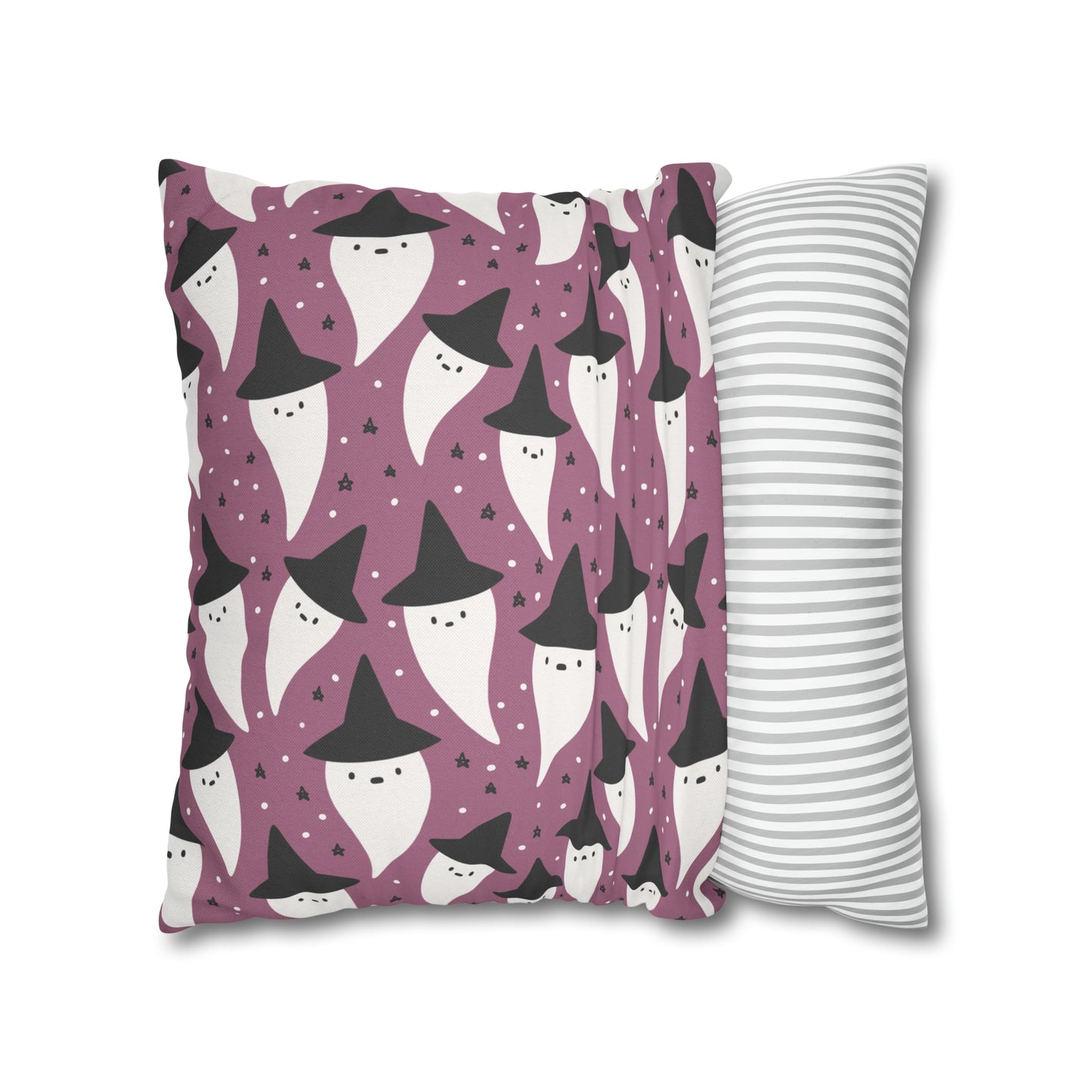 Whimsical Pillowcase, Spooky Ghosts Halloween Purple Pillow Cover, Square Accent Pillow Case - HolidayShoppingFinds