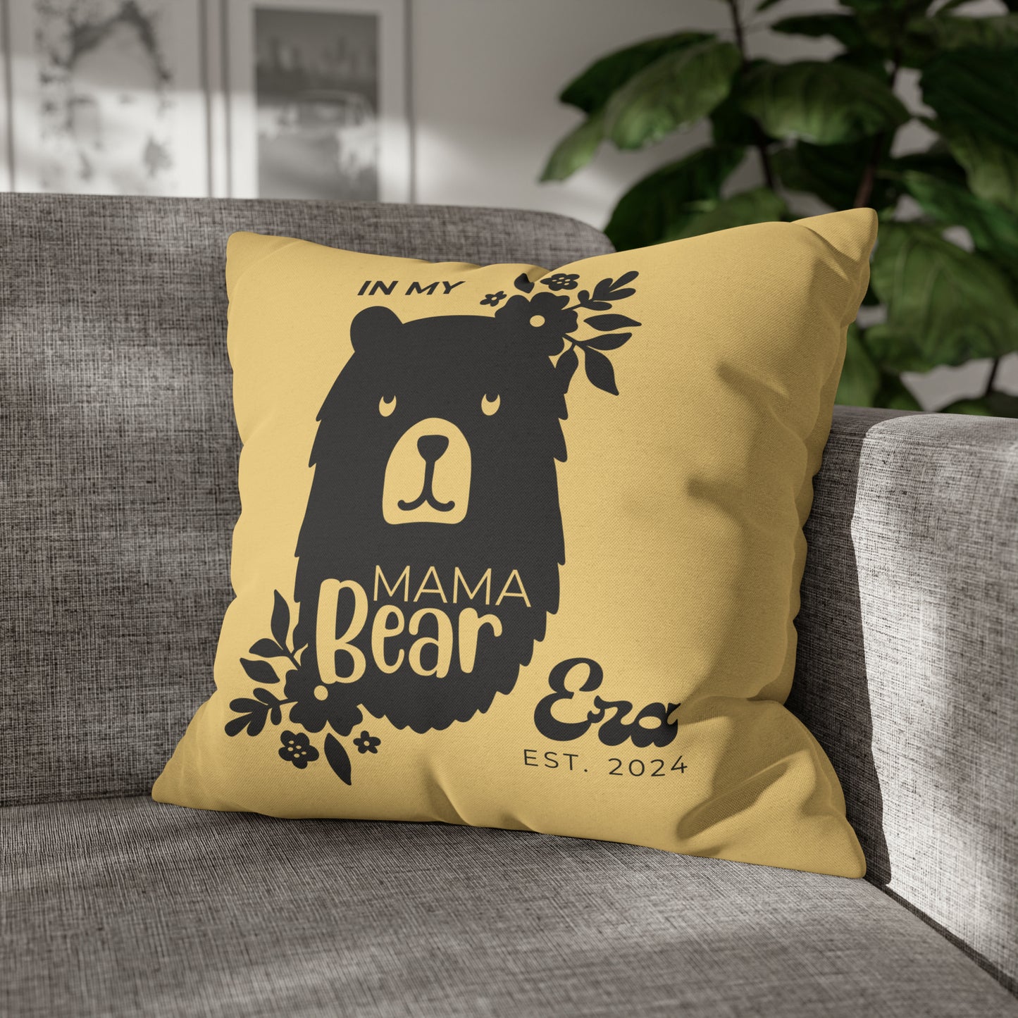 Personalized In My Mama Bear Era Pillowcase Buttery Yellow, Gift For Mom 20" × 20" - HolidayShoppingFinds