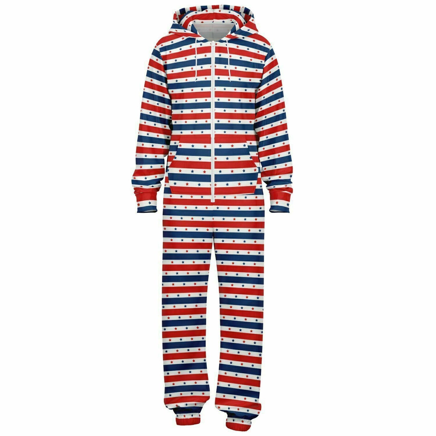 Star-spangled Adult Jumpsuit, Red White & Blue Onesie Athletic Union Suit - HolidayShoppingFinds