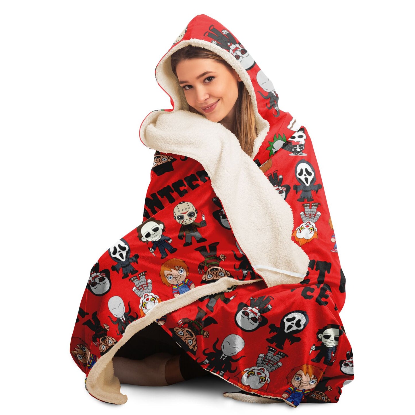 Halloween Killers Hooded Blanket "Sweet Dreams Not Guaranteed!"- Red - HolidayShoppingFinds