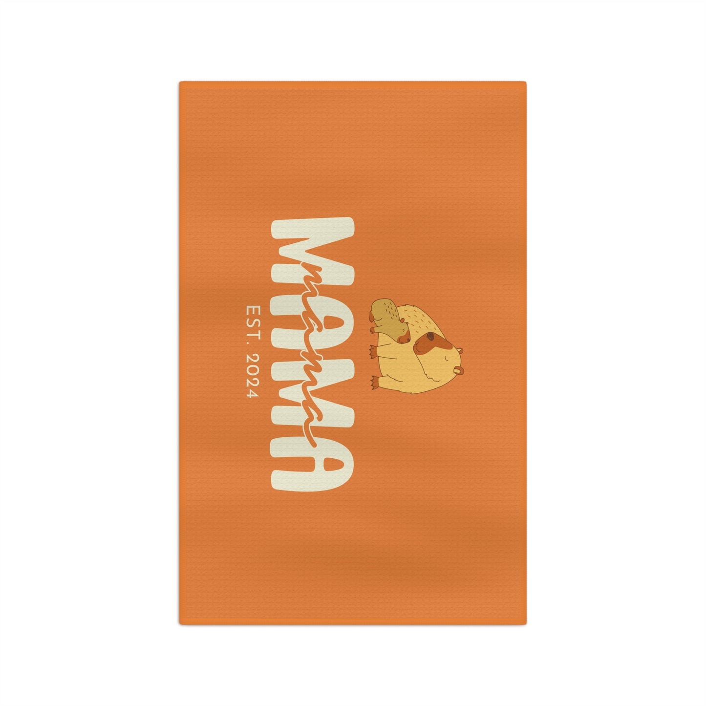 Personalized Mama Capybara KitchenTowel Orange, Gift For Mom - HolidayShoppingFinds