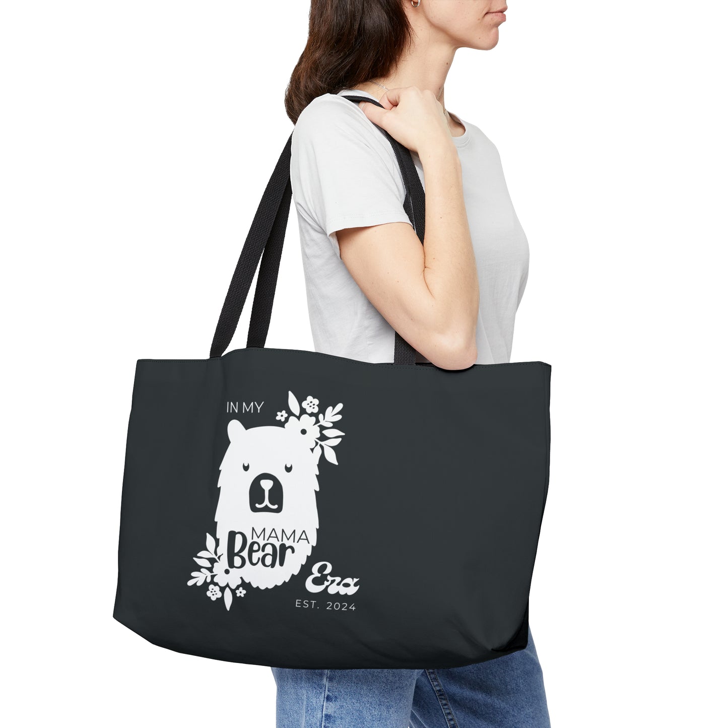 Weekender Bag - Personalized Gift For Mom, In My Mama Bear Era, Gray - HolidayShoppingFinds