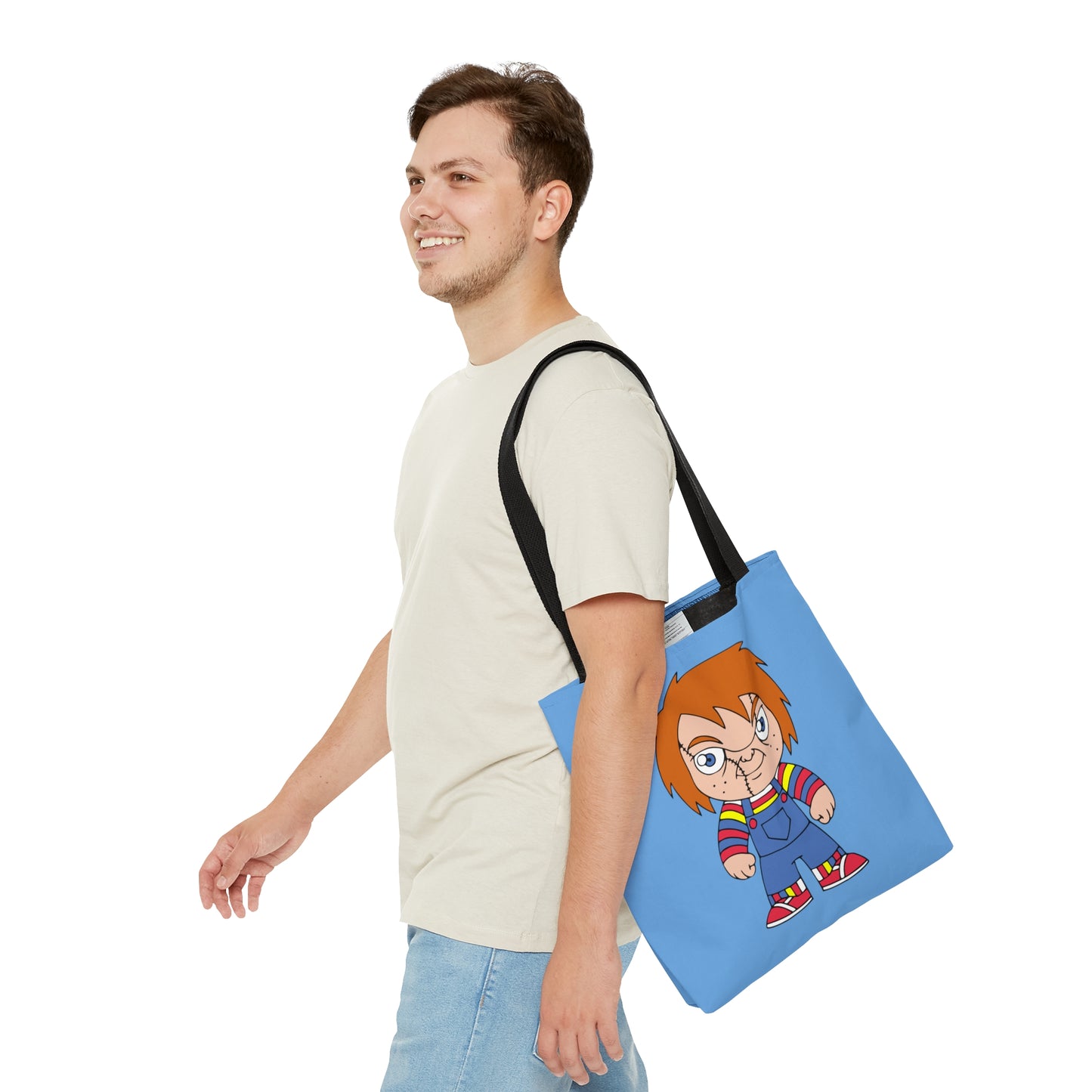 Chucky Tote Bag, Halloween Scary Doll Handbag, Horror Movie Fan Gift, Blue Trick or Treat Bag - HolidayShoppingFinds