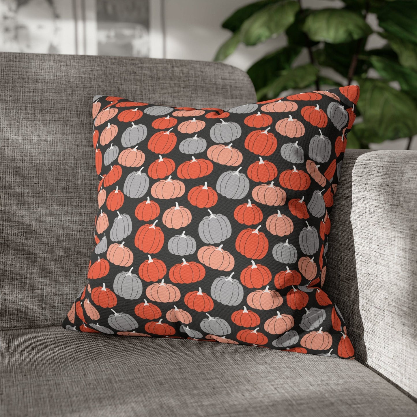 Pumpkins Square Pillow Case Throw Cover, Fall Accent Pillow 18" × 18" - HolidayShoppingFinds