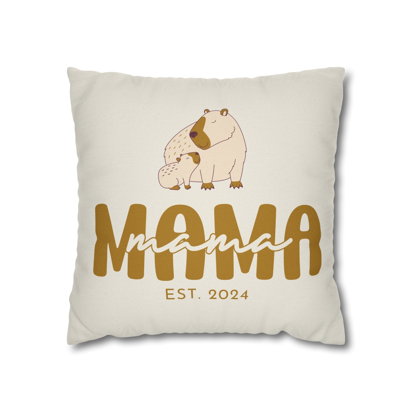 Personalized Mama Capybara Pillowcase Beige, Gift For Mom - HolidayShoppingFinds