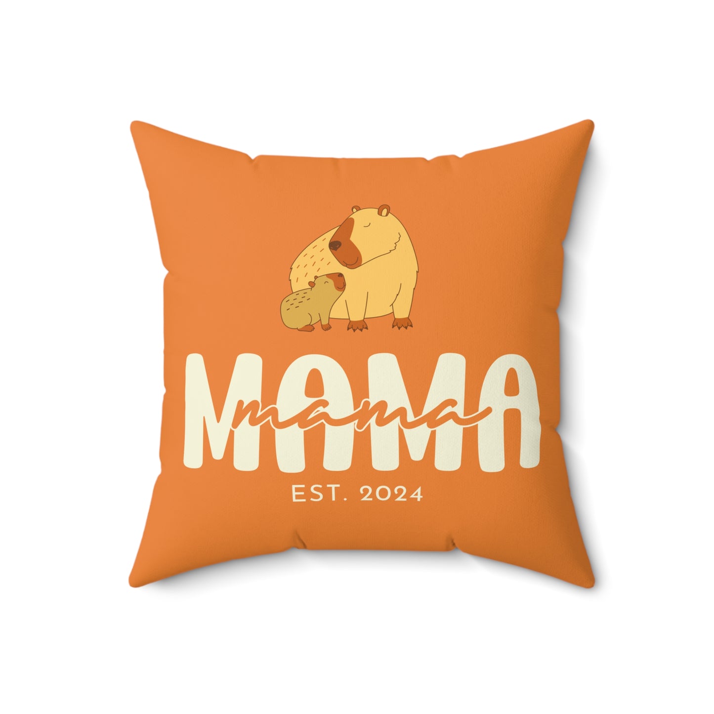 Personalized Mama Capybara Pillow Orange, Gift For Mom, Custom Pillow with insert - HolidayShoppingFinds