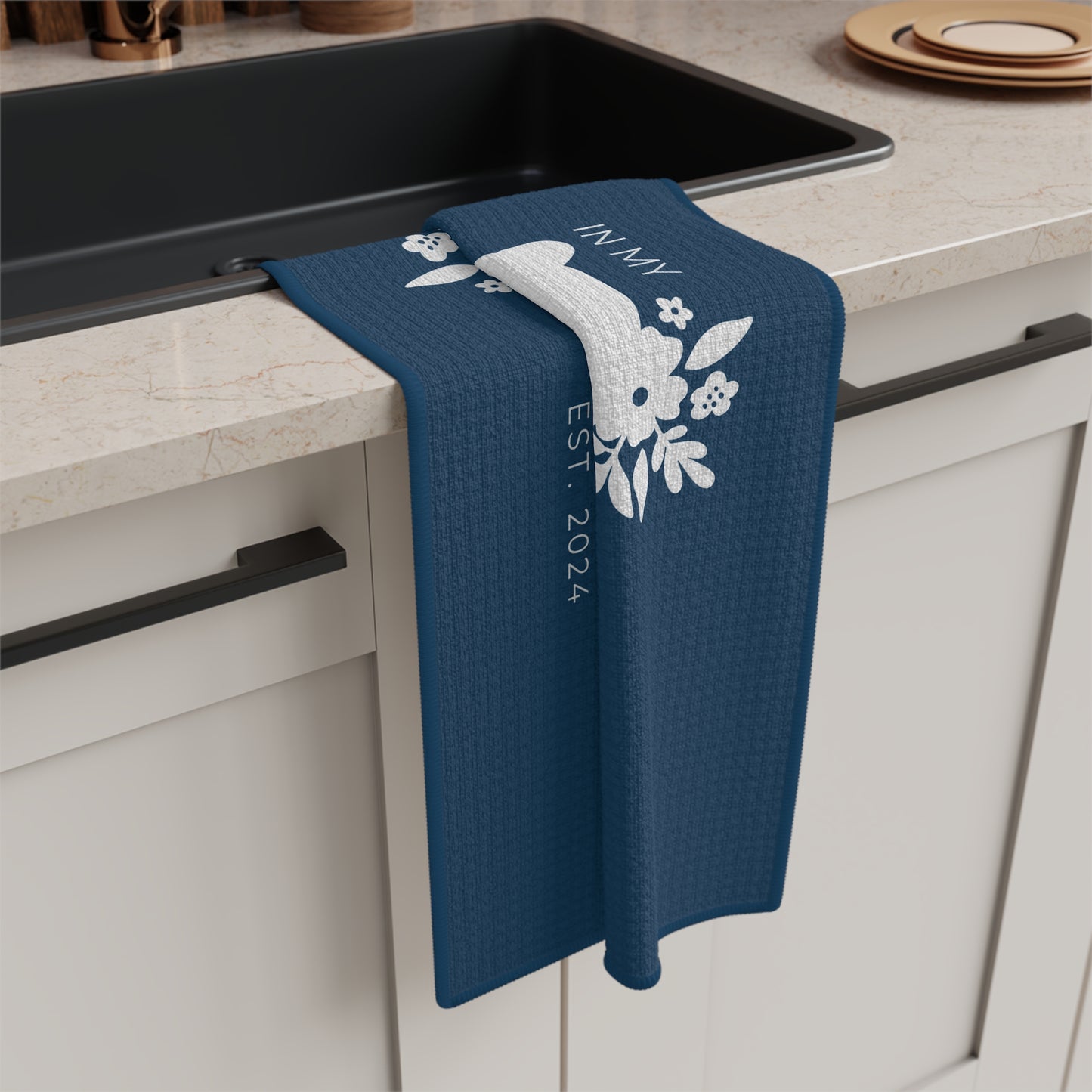 Personalized Mama Bear Kitchen Towel Blue, Custom Towel, Gift For Mom - HolidayShoppingFinds