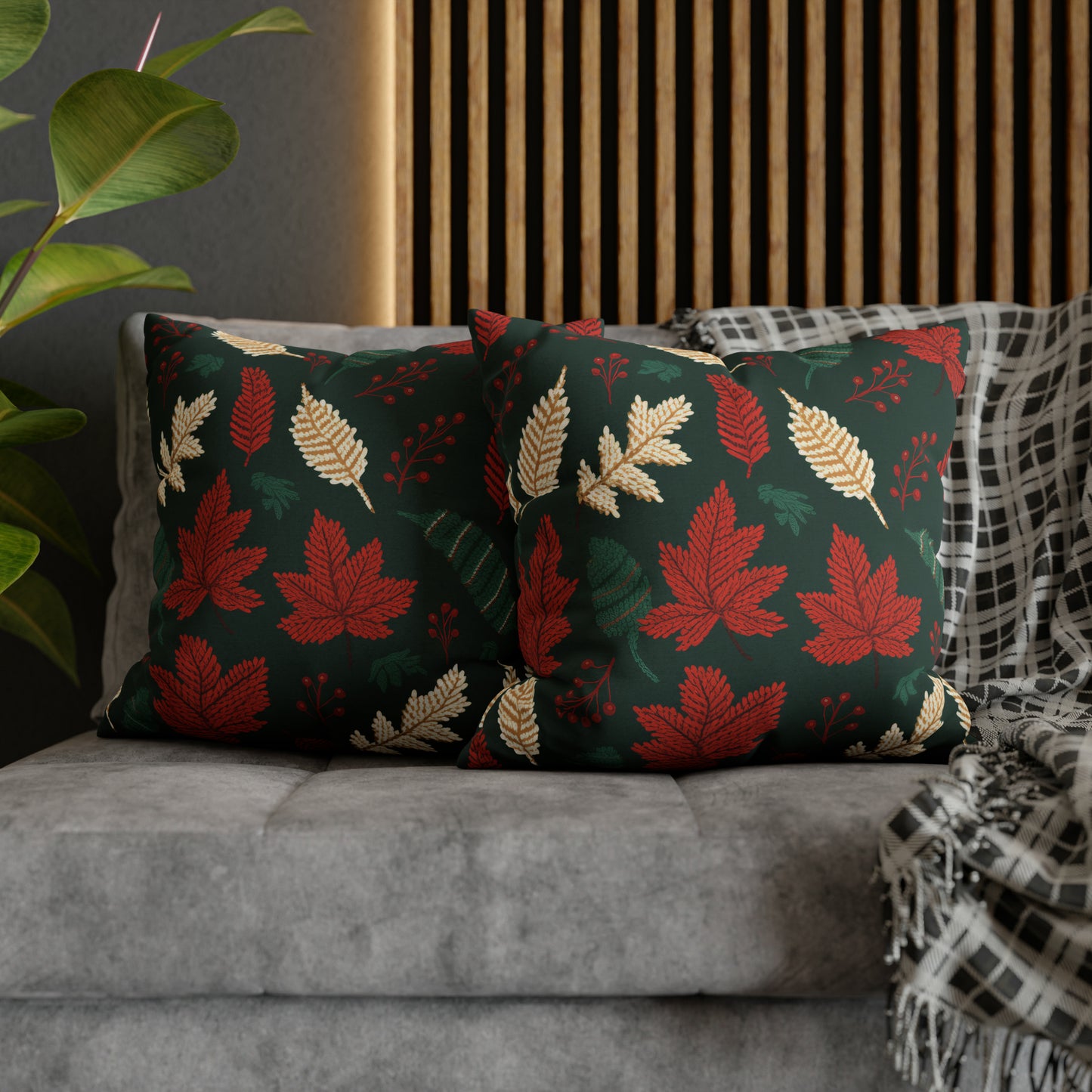 Fall Foliage Pillowcase, Elegant Autumn Cushion Throw, Seasonal Pillow Cover - HolidayShoppingFinds