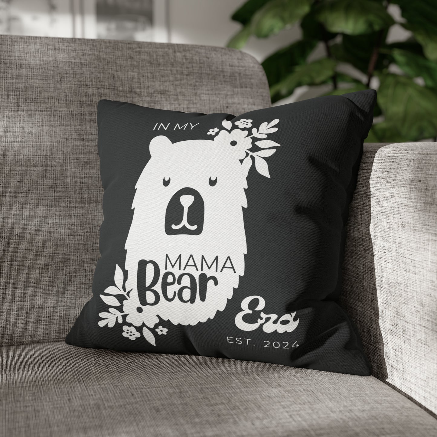 Personalized In My Mama Bear Era Pillowcase Gray, Gift For Mom 16" × 16" - HolidayShoppingFinds