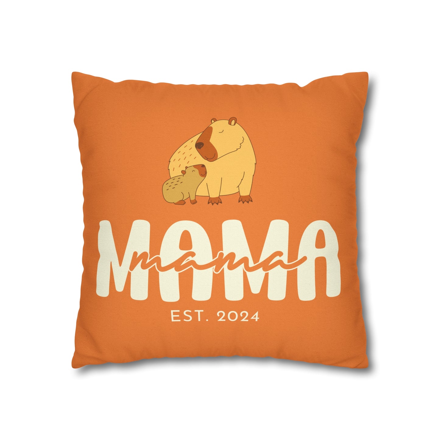 Personalized Mama Capybara Pillowcase Orange, Gift For Mom - HolidayShoppingFinds