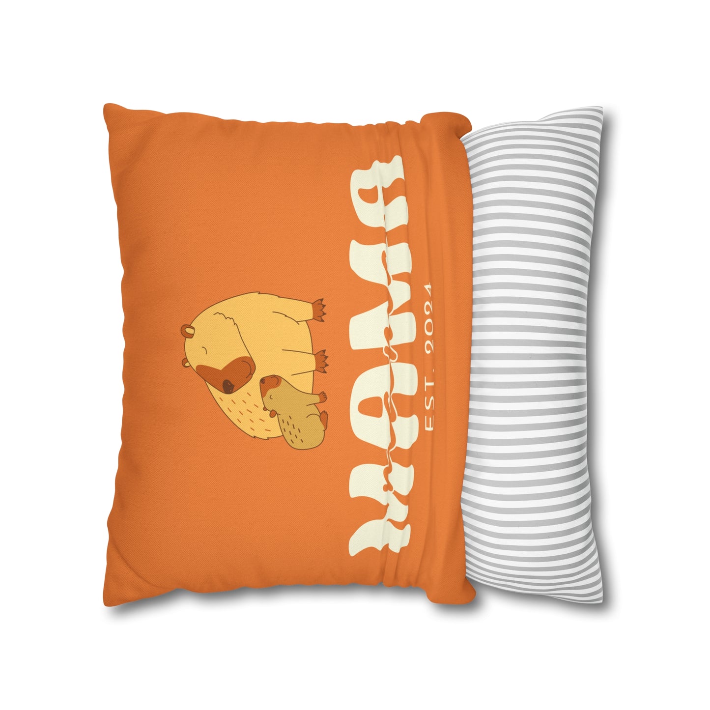 Personalized Mama Capybara Pillowcase Orange, Gift For Mom - HolidayShoppingFinds