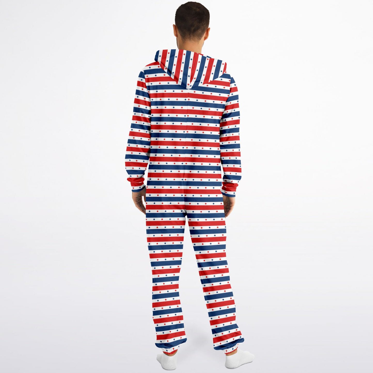 Star-spangled Adult Jumpsuit, Red White & Blue Onesie Athletic Union Suit - HolidayShoppingFinds