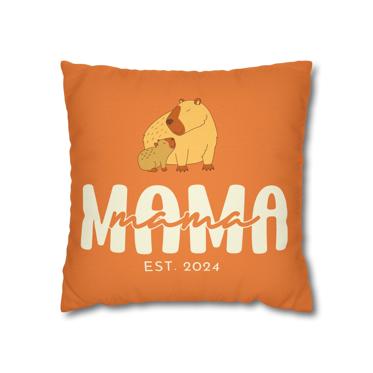 Personalized Mama Capybara Pillowcase Orange, Gift For Mom - HolidayShoppingFinds