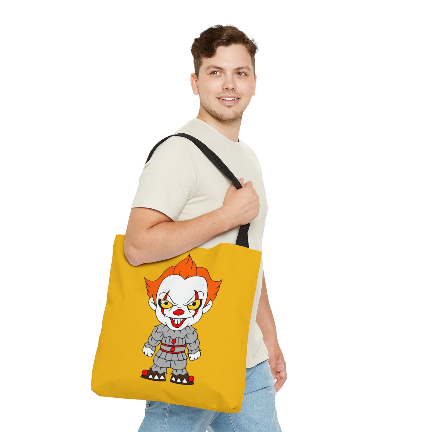 IT Pennywise Tote Bag, Halloween Horror Movie Fan Gift, Yellow Handbag, Trick or Treat Bag - HolidayShoppingFinds