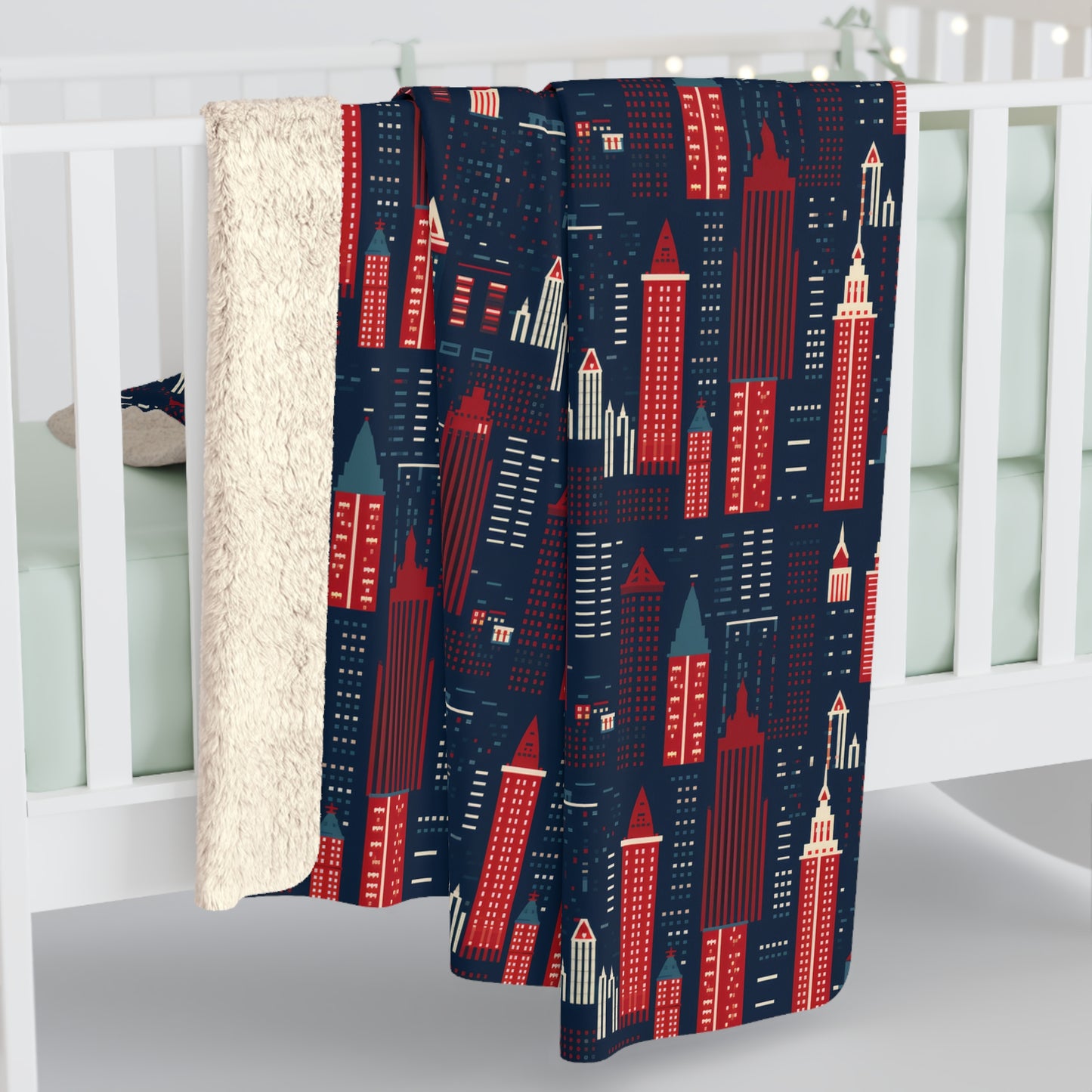 Skyscrapers Sherpa Blanket, Urban Metropolis City Skyline Throw Blanket, Gift for Architect - HolidayShoppingFinds
