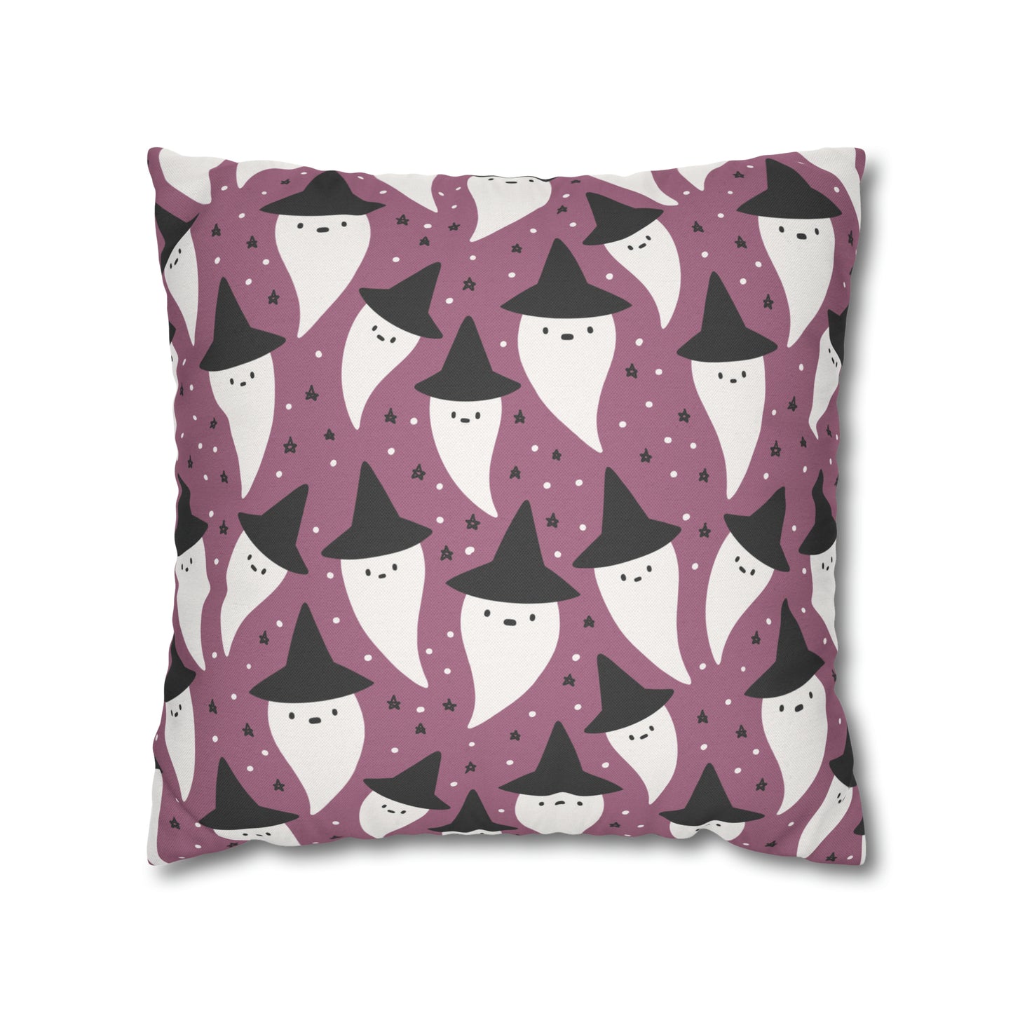 Whimsical Pillowcase, Spooky Ghosts Halloween Purple Pillow Cover, Square Accent Pillow Case - HolidayShoppingFinds