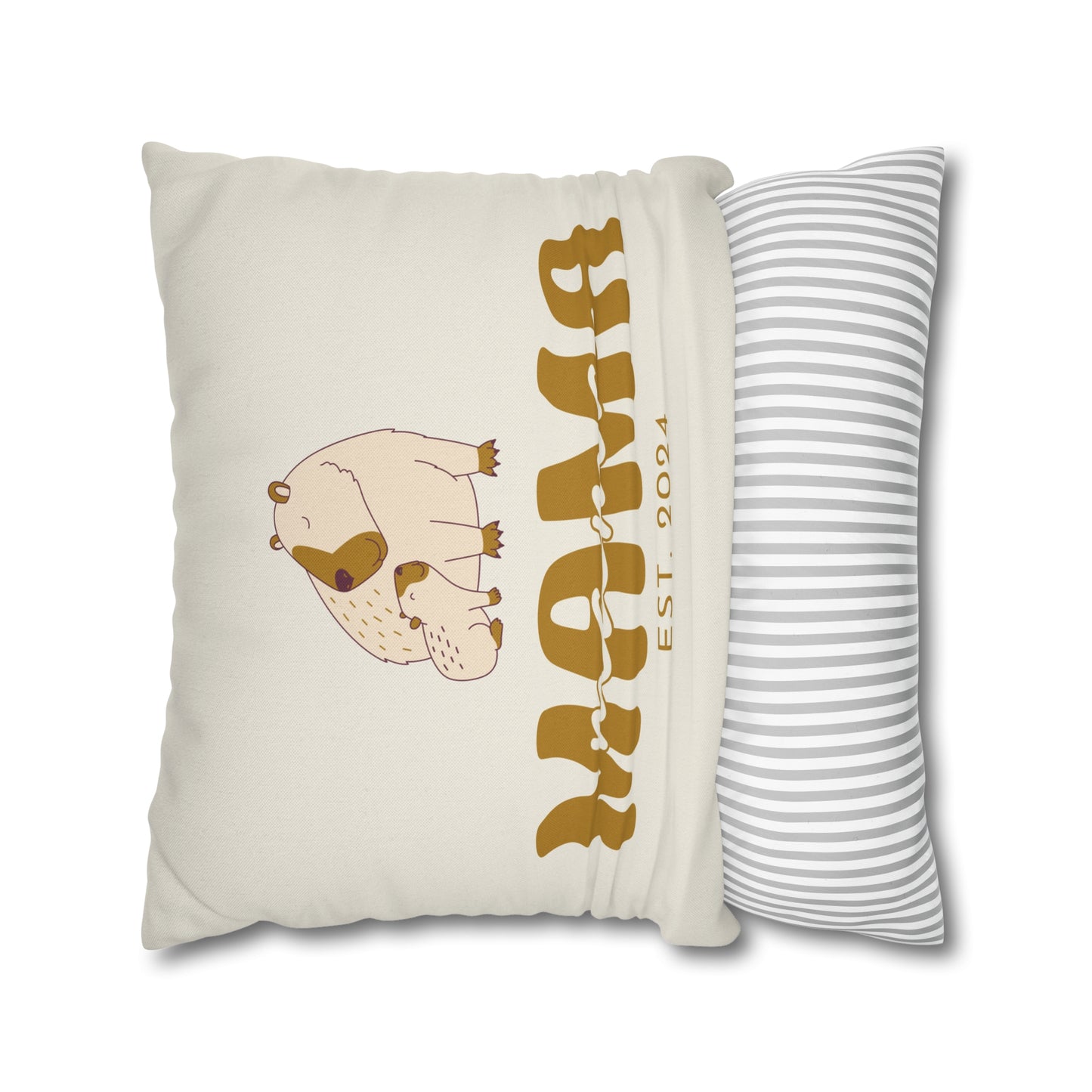 Personalized Mama Capybara Pillowcase Beige, Gift For Mom - HolidayShoppingFinds